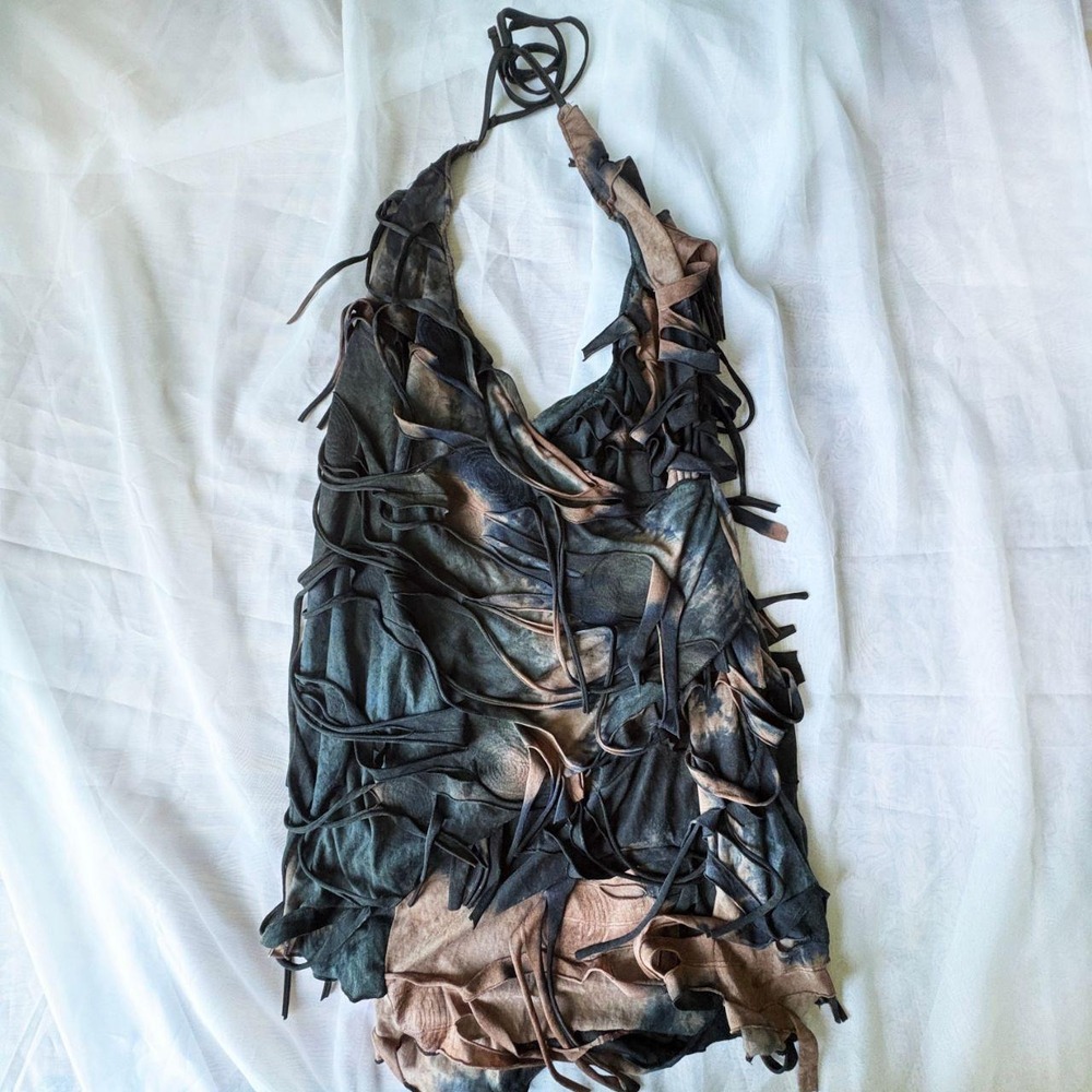 Shein Curve Deconstructed Shredded Mini Dress, Tie Dye Print, Plus Size 3XL - Picture 3 of 6